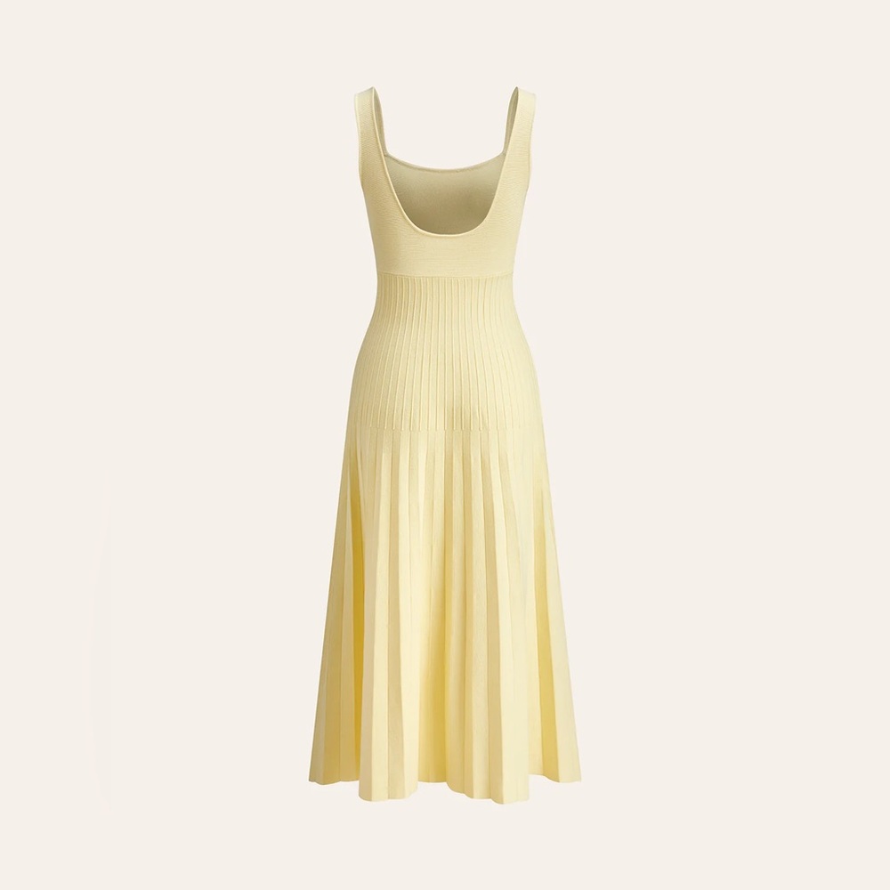 Square-Neck Ribbed Knit Dress - Commense - Picture 5 of 15